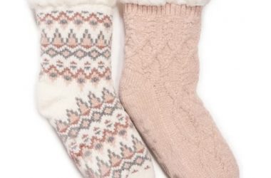 2 Pairs Muk Luks Plush Lined Cabin Socks Only $13.97!